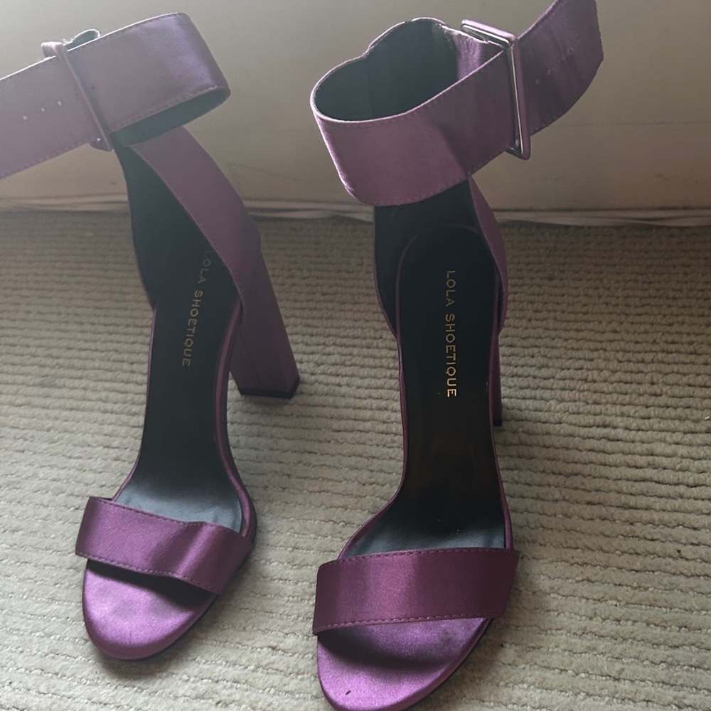 Lola Shoetique Satin Plum Heels
